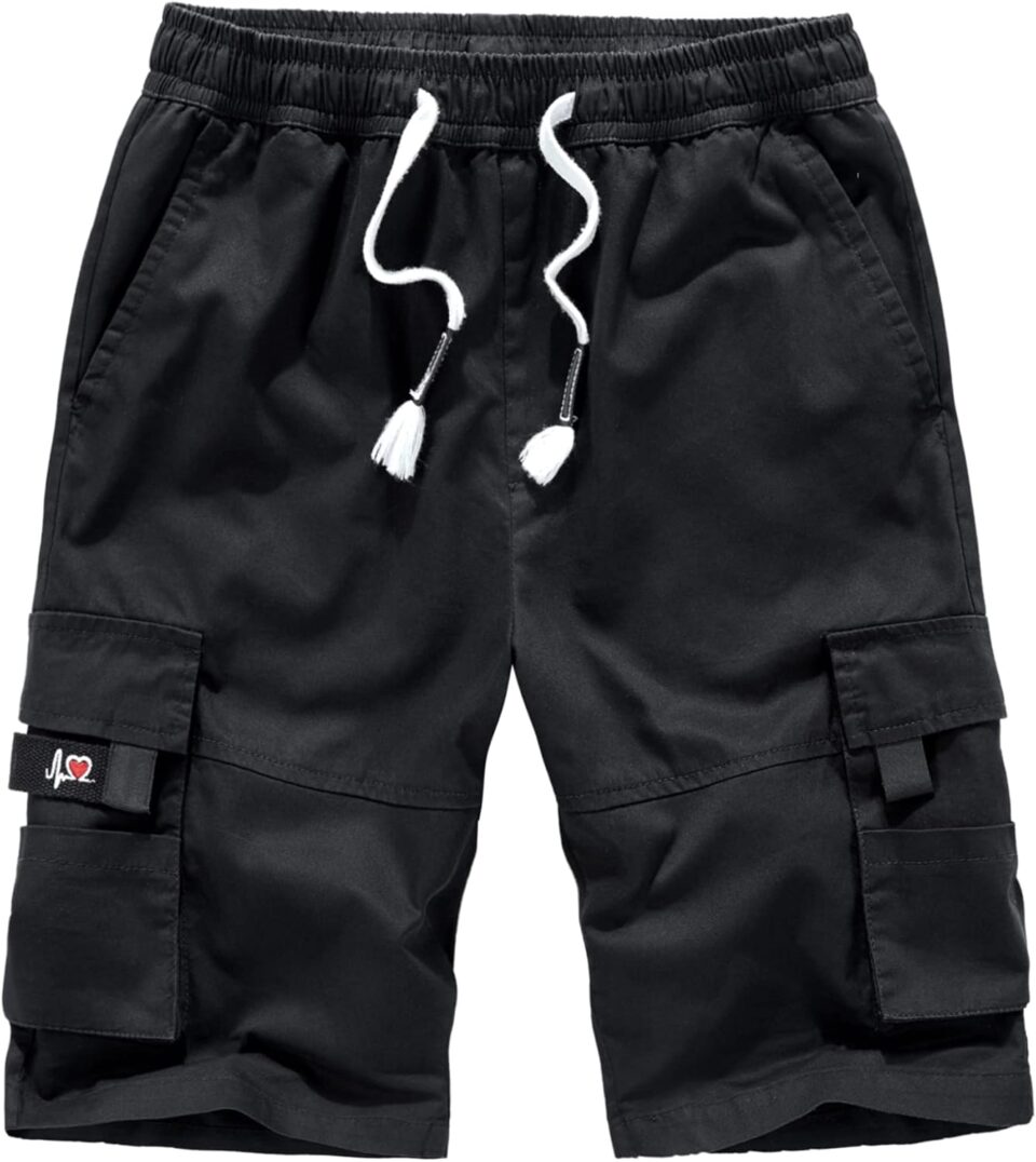 APTRO Men's Cargo Shorts Elastic Waistband Drawstring Summer Casual Cotton Big & Tall Relaxed Fit Work Shorts
