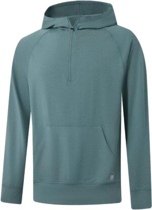 Mens Quarter Zip Pullover Lightweight Golf Hoodie Stretch Moisture Wicking Sweatshirts with Kangaroo Pocket