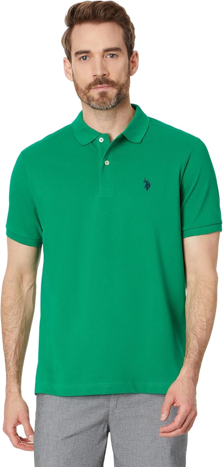 U.S. Polo Assn. Men's Classic Polo Shirt, Two-Button Closure Pique Polo Shirt, Summer Fashion Golf Shirt