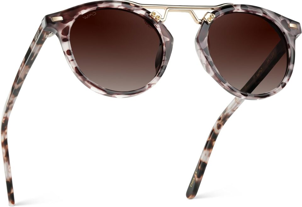 WearMe Pro - Women's Polarized, Round Retro, Double-Bridge Vintage Sunglasses