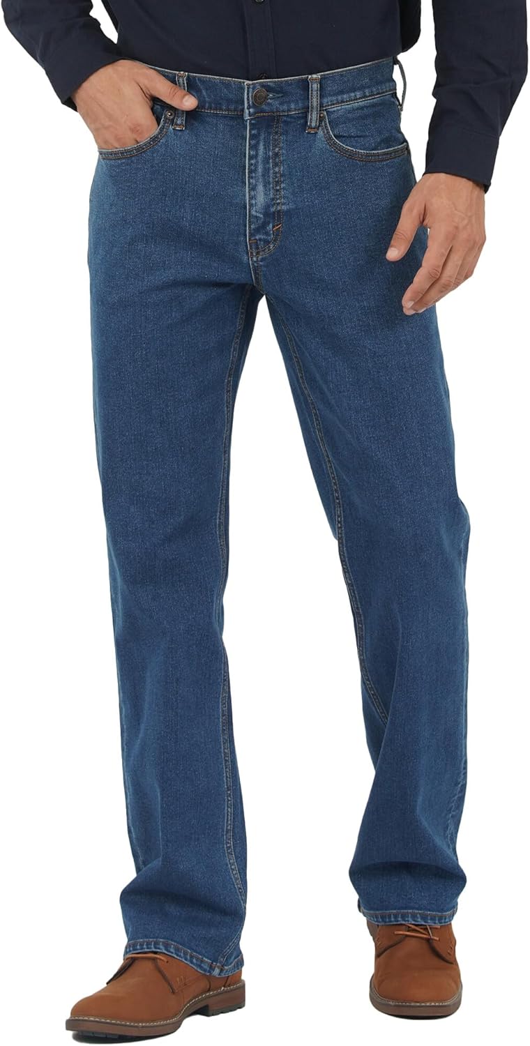 APUOR Men's Relaxed Fit Stretch Jeans Flex Waist Straight Jeans Athletic Fit Denim Pants