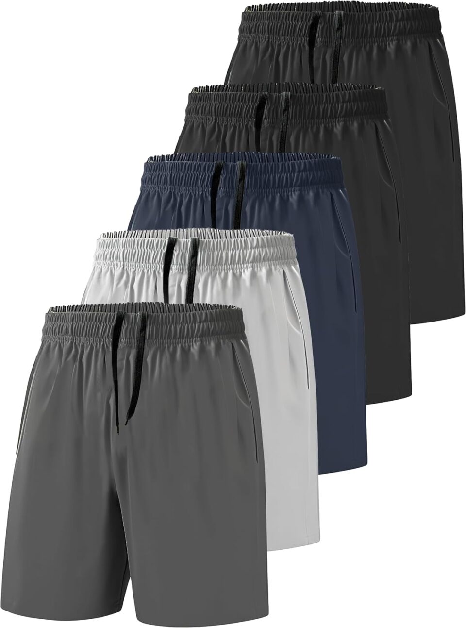 Men's Athletic Shorts Secure Pockets Gym Running Basketball Workout Elastic Waistband Quick Dry Activewear