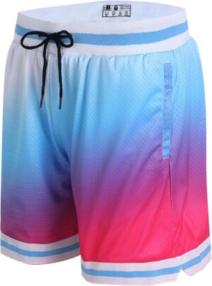 DEHANER Men's Basketball Shorts with Zip Pockets for Workout Gym Sports, Featuring Breathable Mesh Fabric