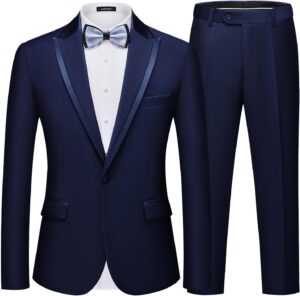 MAGE MALE Men's 2 Piece Suit One Button Slim Fit Tuxedo Suits Formal Wedding Prom Blazer Pants Sets