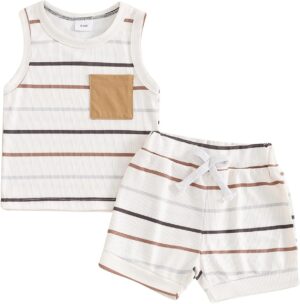 Baby Boy Summer Clothes Striped Tank Tops Camisoles and Shorts Newborn Boys Spring Summer Outfit