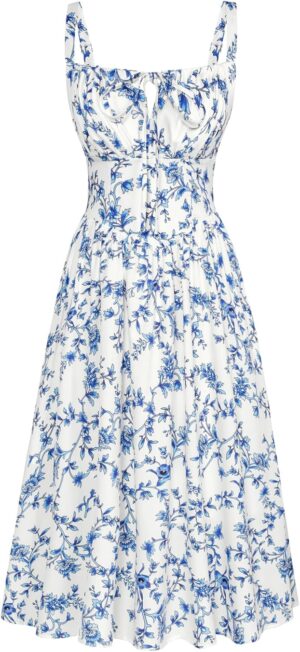 Scarlet Darkness Floral Printed Corset Dress Ruched Bust Cami Dress Flowy Sundress