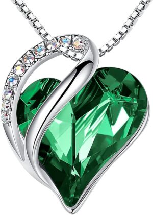 Leafael Mothers Day Gift Necklaces for Women, Infinity Love Heart Pendant with Birthstone Crystals, Silver Plated 18 plus 2 inch Chain, Birthday Jewelry for Mom and Wife
