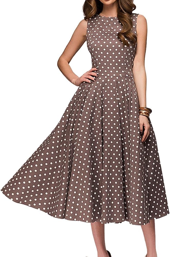 Simple Flavor Women's Vintage Dress Sleeveless O-Neck Party Cocktail Dress