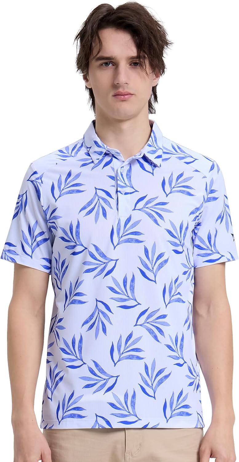 Rodeel Men's Golf Polo Shirt Short Sleeve Sun Protection Outdoor Sport Shirts