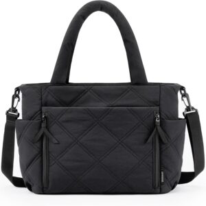 BAGSMART Tote Bag for Women, Puffer Tote Bag with Zipper, Shoulder Bag Handbag Quilted Tote Bag for Travel, Sport, Work