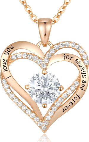 CDE Forever Love Heart Necklaces for Women, Wedding Anniversary, Birthday Mothers Day Gifts for Mom, Mother, Wife, Girlfriend, S925 Silver Jewelry with Birthstone Pendant