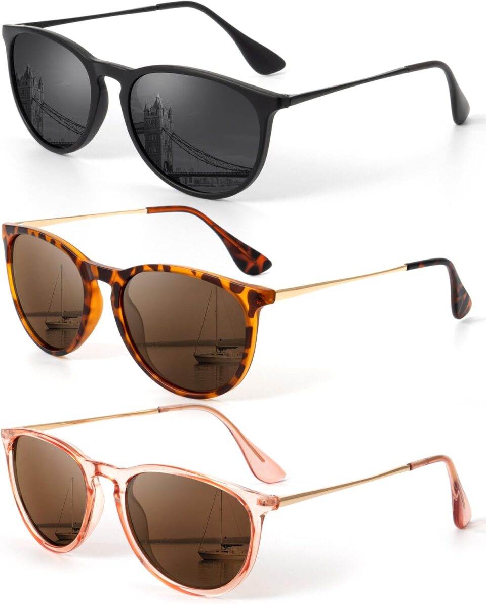 KALIYADI Sunglasses Womens Polarized Womens-Sunglasses: Trendy Sun Glasses with UV400 Retro Style for Party Beach Shopping