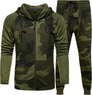 MANLUODANNI Mens Sweatsuits 2 Piece Hoodie Tracksuit Casual Comfy Camo Suits for Men