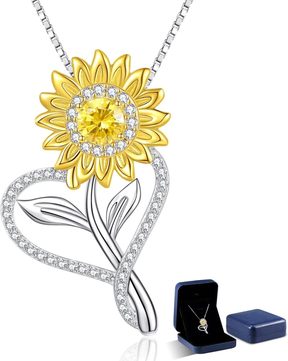 Sunflower Necklaces for Women, Wedding Anniversary Birthday Gifts for Wife, You Are My Sunshine Sunflower Jewelry Gifts for Wife Her Girlfriend Mom Daughter