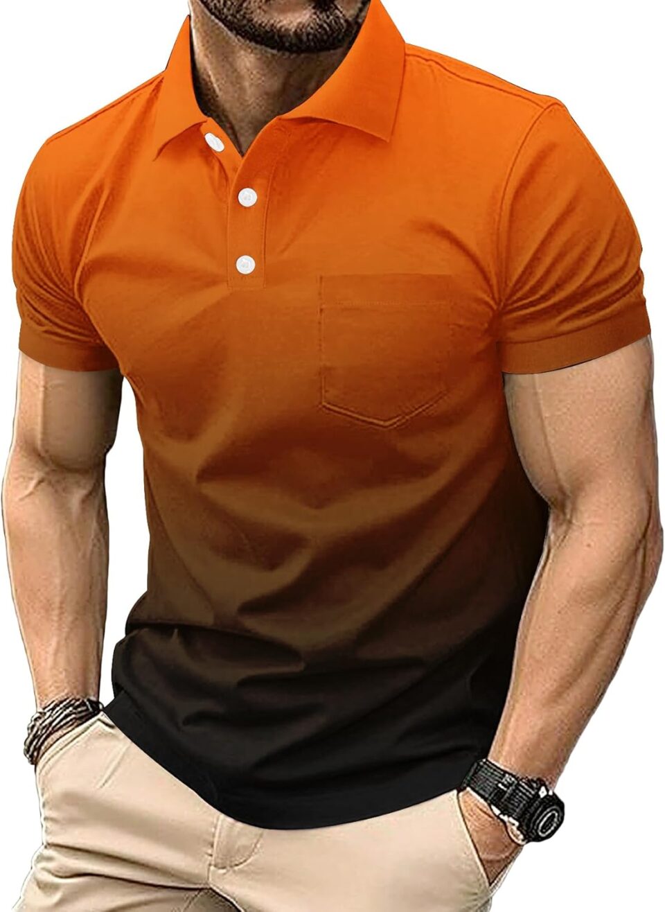Mens Polo Shirts Short Sleeve Moisture Wicking Fashion Print Hawaiian Golf Shirts