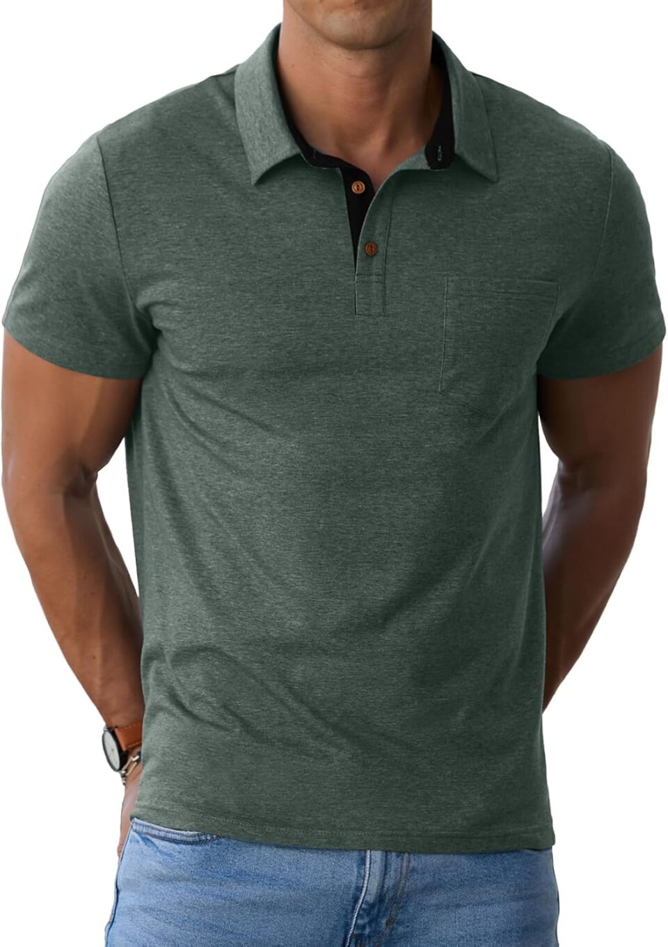Sailwind Men's Cotton Polo Shirts Short Sleeve Casual Summer Shirts Classic Collared Golf Shirt with Pocket