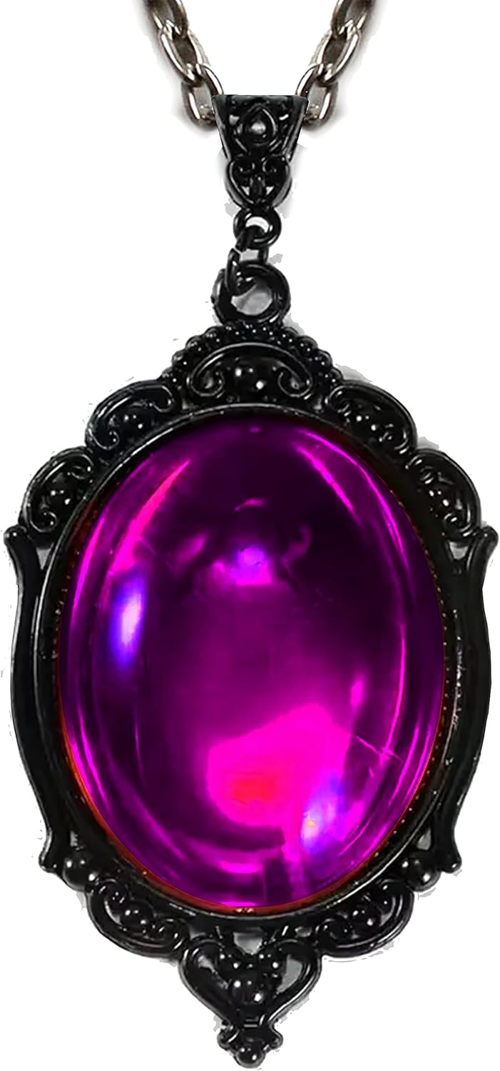 Victorian Vault Decorative Black Pendant with Glass Stone Gothic Halloween Steampunk Jewelry Necklace