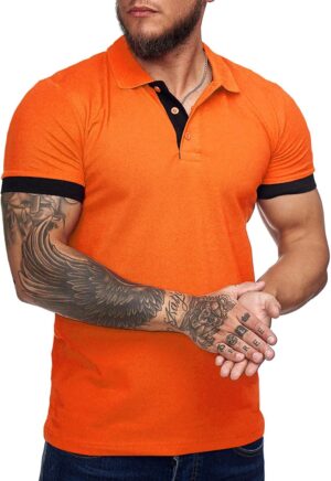 Men's Short Sleeve Casual Slim Fit Polo Shirts Basic Designed Classic Cut Cotton Shirts