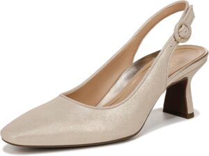 Vionic Women's Sirah Perris Comfortable Kitten Heels- Supportive Backstrap Square Toe Comfort Shoes That Includes a Concealed Orthotic Insole Sizes 5-12