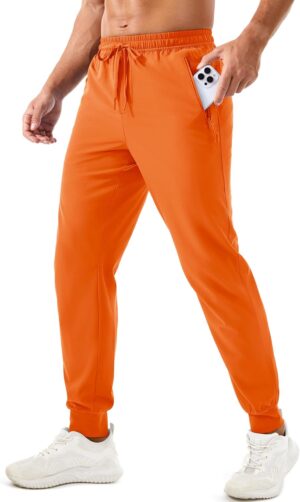 TACVASEN Men's Lightweight Athletic Joggers with Zipper Pockets Quick Dry Track Pants for Men Gym Sweatpants Workout Golf