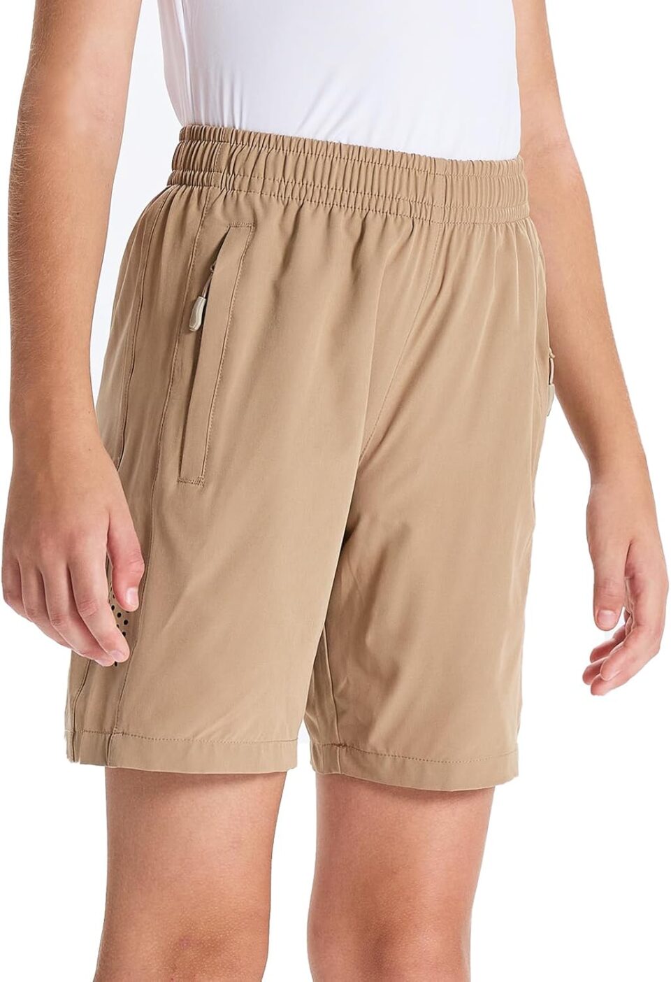 DEVOROPA Youth Boys Athletic Running Shorts Lightweight Quick Dry Sports Workout Gym Hiking Shorts Zip Pockets UPF 50+