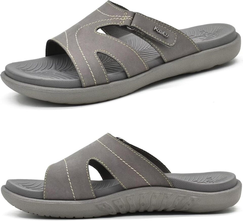 KuaiLu Womens Fashion Orthotic Slides Ladies Lightweight Athletic Yoga Mat Sandals Slip On Thick Cushion Slippers Sandals With Comfortable Plantar Fasciitis Arch Support