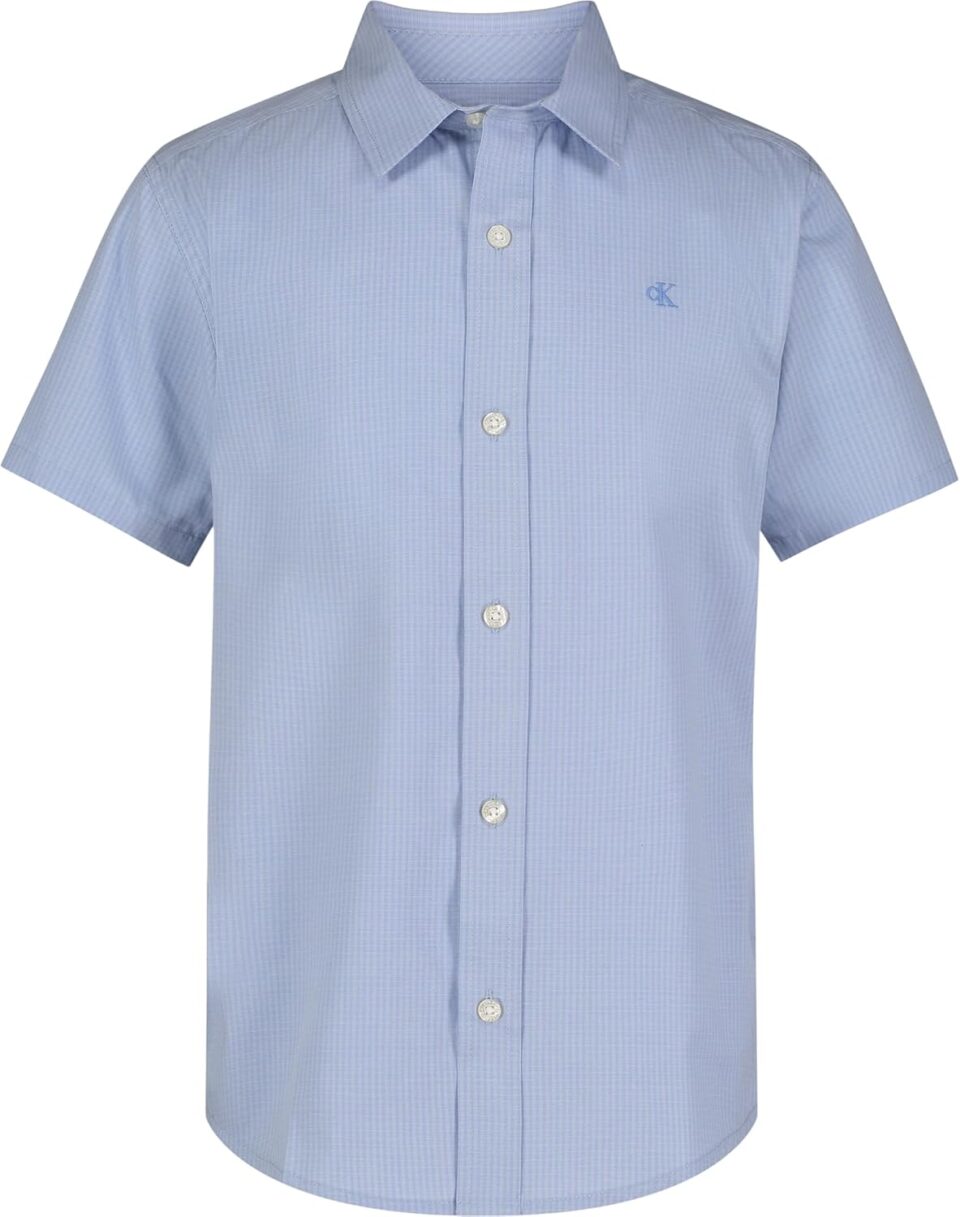 Calvin Klein Boys' Short Sleeve Woven Button-Down Shirt