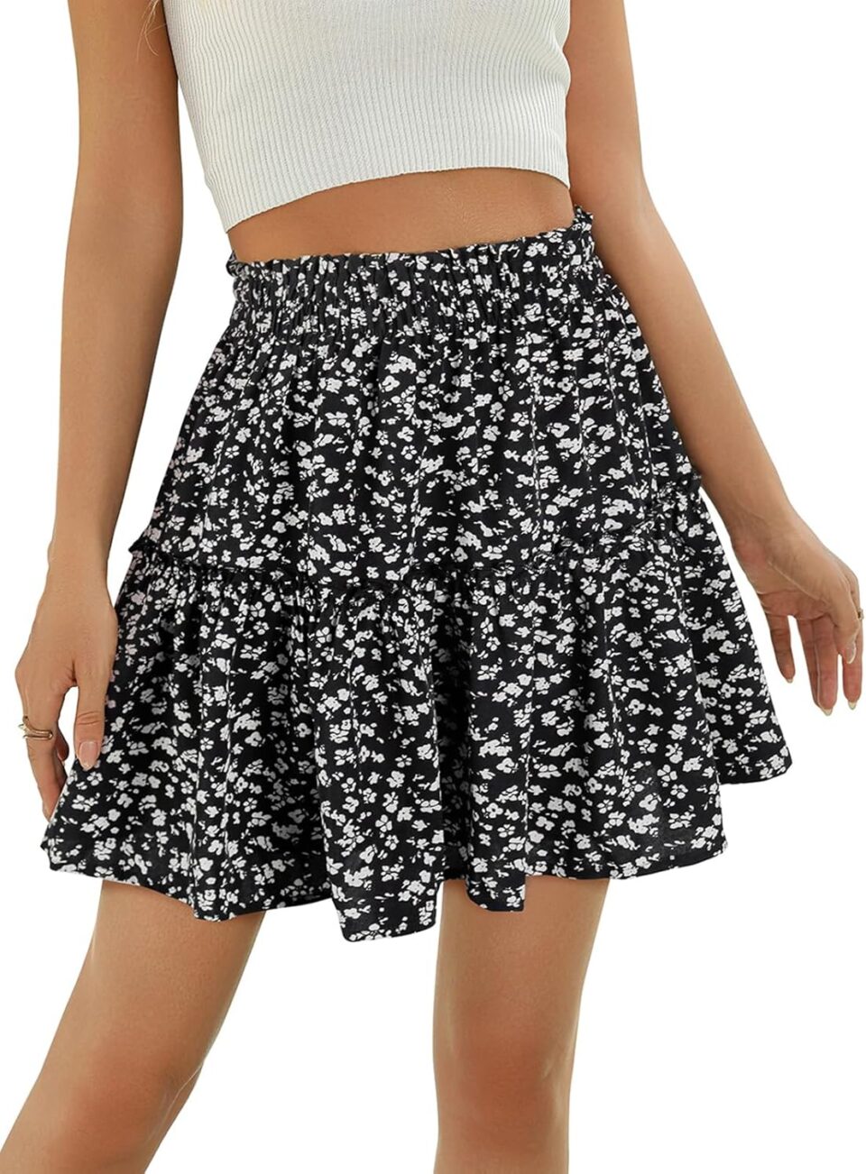 Berydress Womens Ruffle Mini Skirt 2025 Trendy Beach Vacation High Waisted Tiered A Line Casual Summer Boho Flowy Skirts