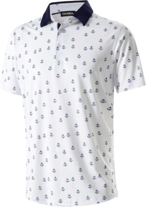Golf Shirts for Men Dry Fit Performance Print Short Sleeve Moisture Wicking Golf Polo Shirts
