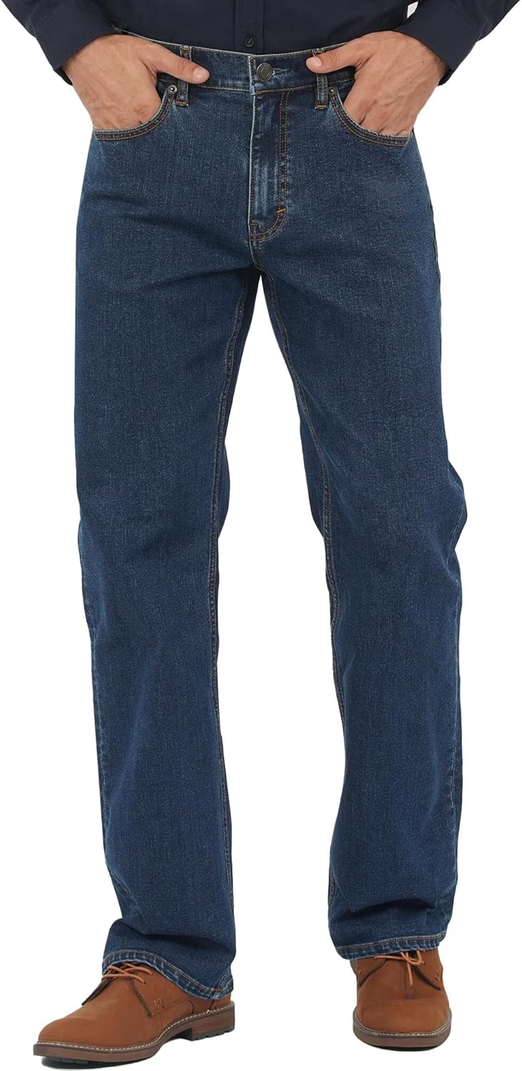 APUOR Men's Relaxed Fit Stretch Jeans Flex Waist Straight Jeans Athletic Fit Denim Pants