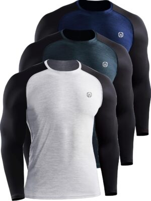 NELEUS Men's Dry Fit Long Sleeve Athletic Running Shirts