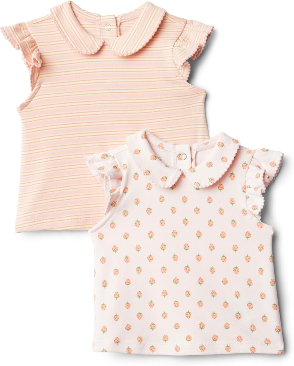 Amazon Essentials x Sofia Grainge Toddlers and Baby Girls' Short Sleeve Blouse, Pack of 2