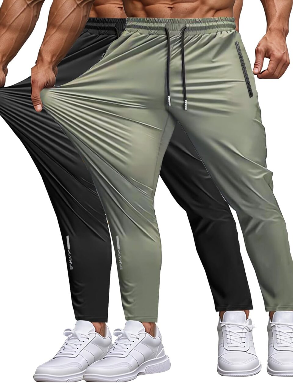 Men's Sweatpants Lightweight Active Pants Quick Dry for Running 、Jogging 、Yoga、Golf with Zipper Pockets