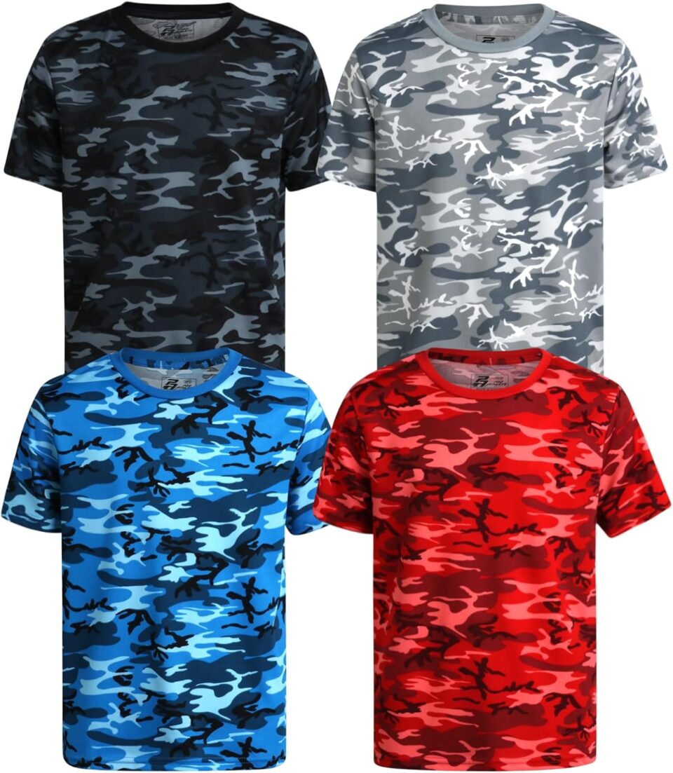 Pro Athlete Boys Athletic Shirts - 4 Pack Boys Dry Fit Shirt Lightweight Performance Tees Kids Dri Fit Shirts (Sizes 5-16)