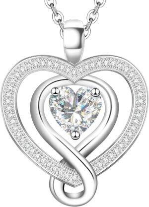 925 Sterling Silver Heart Necklace - Elegant Silver Jewelry for Women - Heart Pendant for Birthday, Anniversary - Ideal for Wife, Mom, Girlfriend