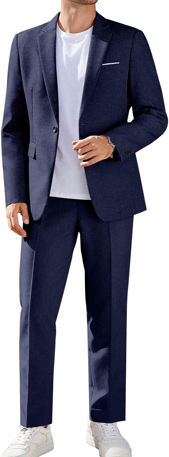 COOFANDY Men Suits Classic Fit 2 Piece Suit Set One Button Casual Blazer Wedding Bussiness Suit Separates