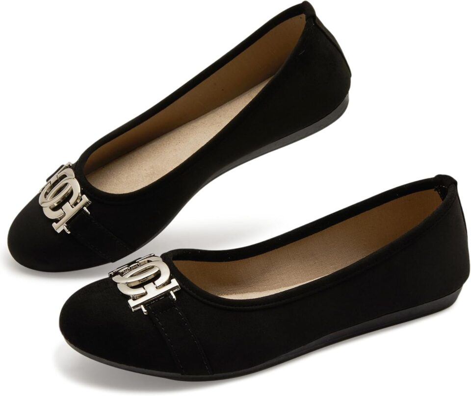 Women's Ballet Shoes Comfortable Slip on Round Toe Flat Casual Shoes for Walking, Driving, Dressy