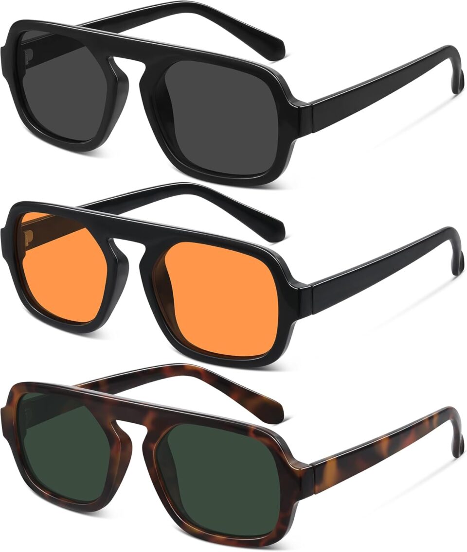 Square Aviator Sunglasses Womens - Trendy Sun Glasses for Women Men UV Protection Lightweight Comfortable Shades
