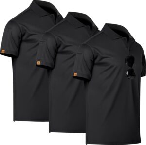 Mens Golf Polo Shirts Short Sleeve Moisture Wicking Dry Fit Tactical T-Shirt Athletic Top Casual Polo Shirts for Men