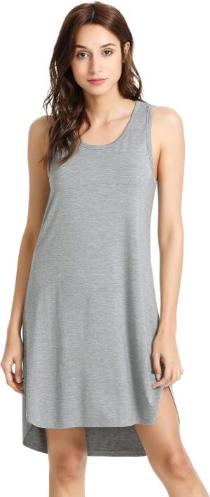 WiWi Viscose from Bamboo Nightgowns for Women Soft Sleeveless Tank Sleep Shirts Plus Size Sleepwear Night Dress S-4X