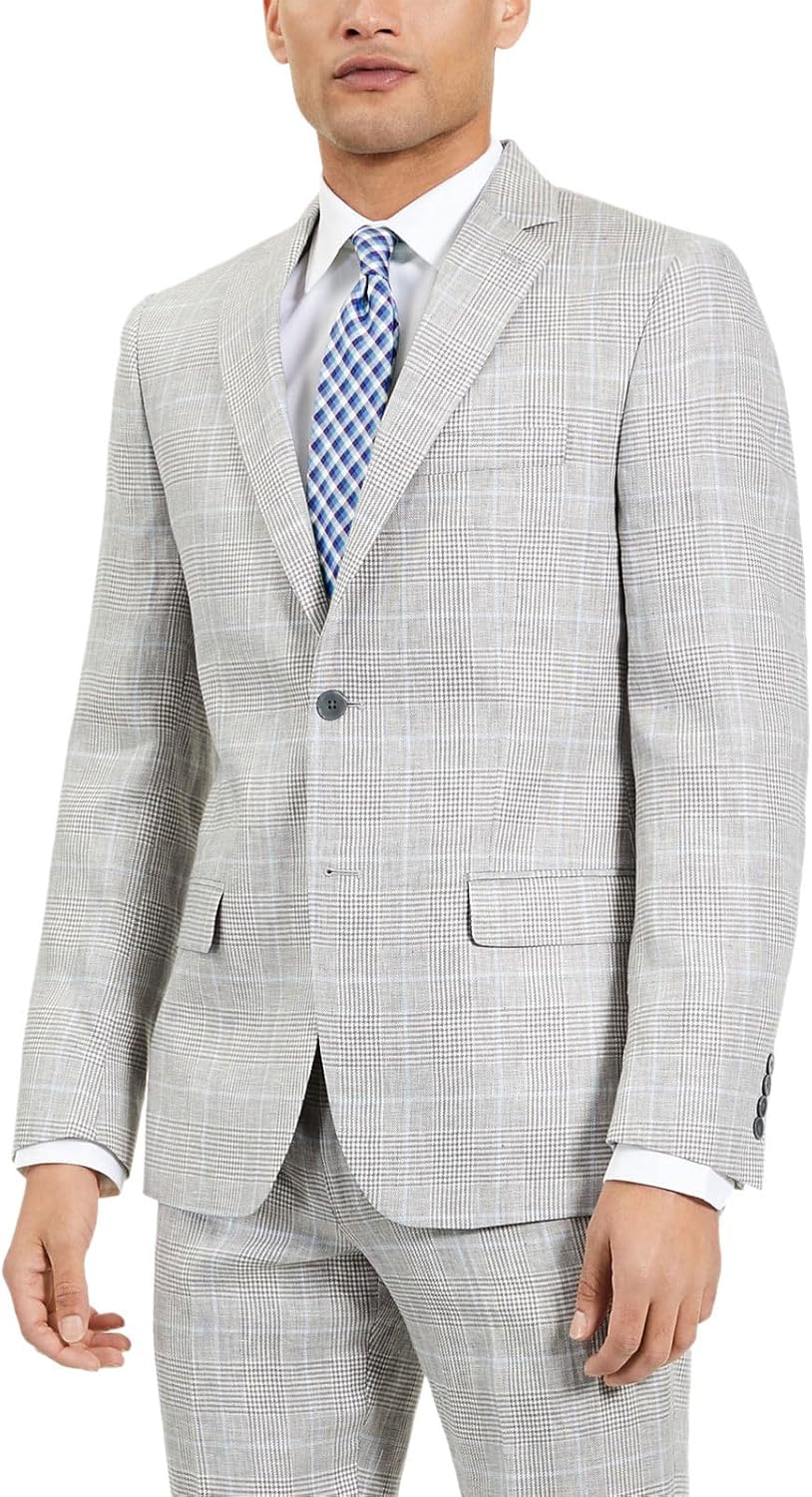 RALPH LAUREN Mens Gray Ultraflex Windowpane Plaid Classic Fit Suit Separate 42L