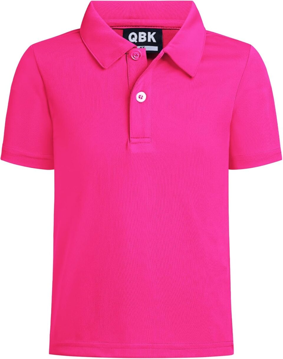 QBK Toddler to Youth Boys' Performance Polo Kids Collared Golf Shirt School Uniform