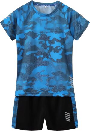 Boys Summer Clothing Sets Kids Outfit Set Camouflage Short Sleeve T-Shirt+ Shorts Sportswear 3-13Years