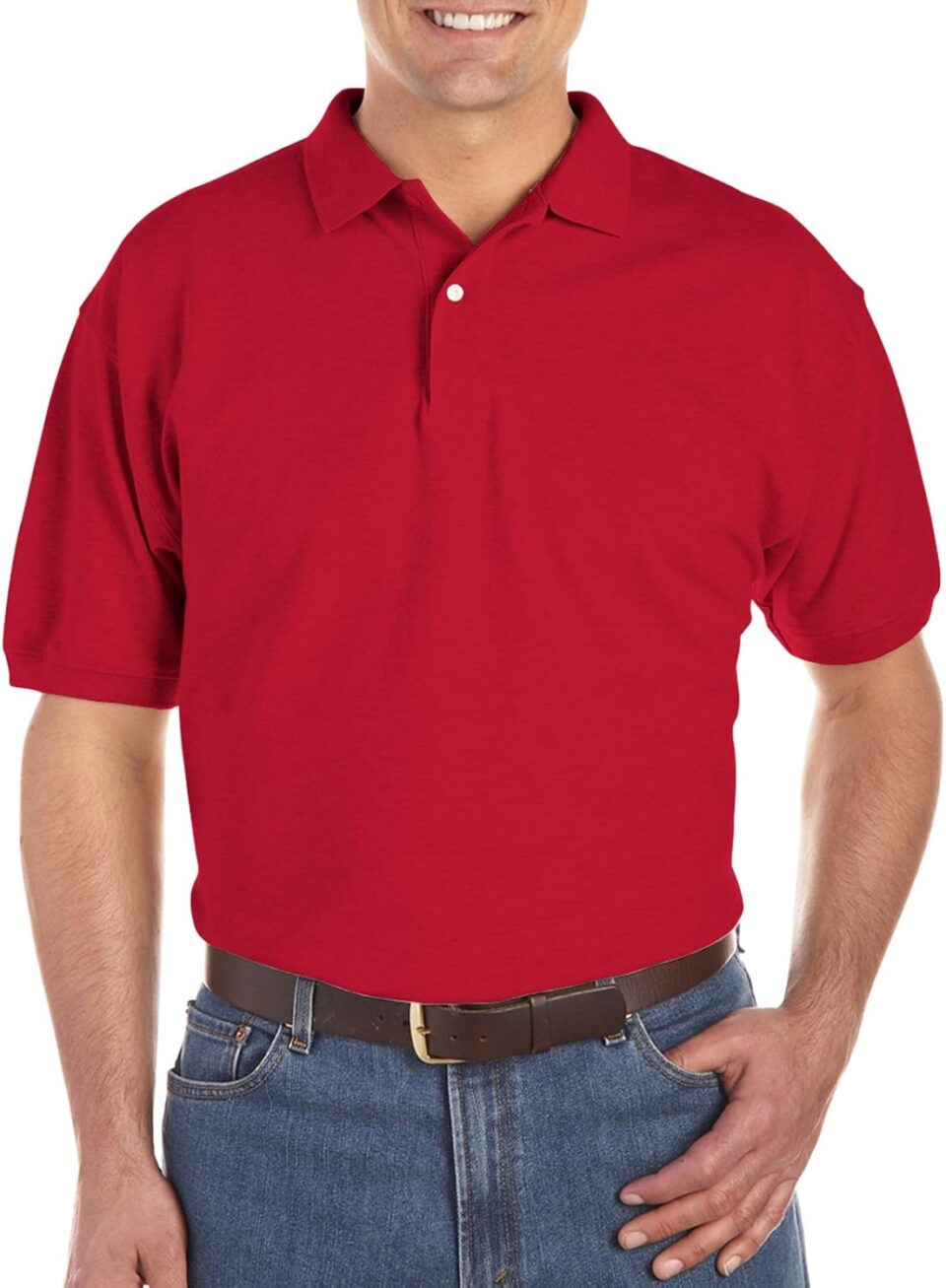 Harbor Bay by DXL Men's Big and Tall Piqué Polo Shirt, Tango Red Heather