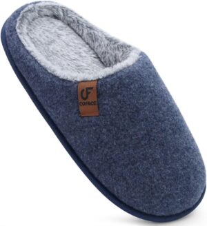 COFACE Unisex Mens Womens Cozy Memory Foam Scuff Slippers Casual Slip On Warm House Shoes Indoor/Outdoor Sandal Slippers With Arch Support Rubber Sole Size 4-15