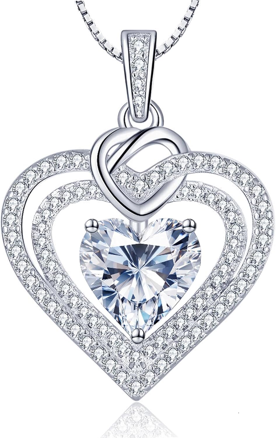 Moissanite Heart Pendant Necklaces for Women, 1-3 Carats Moissanite Sterling Silver Gold Plating Necklace Engraved with 'I LOVE YOU', Ideal Anniversary Present or Birthday Christmas Valentine Engagements Mothers Day Jewelry Gifts for Mom Wife Her Girlfriend
