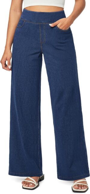 IUGA Wide Leg Jeans Woman High Waisted Pull On Baggy Jeans for Women Stretchy Trendy Womens Jean Straight Casual Denim Pants