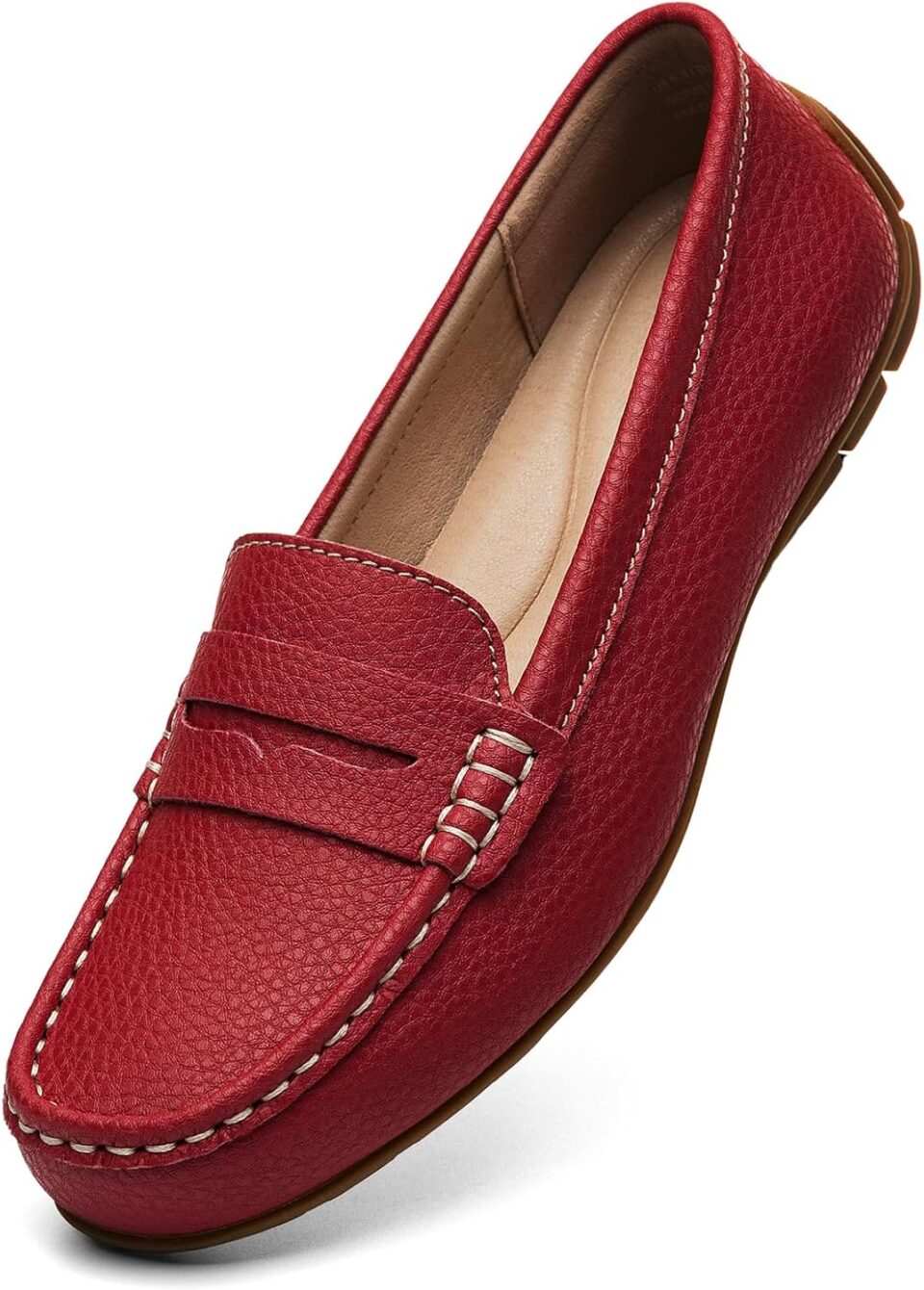 Women's Comfortable & Lightweight Leather Penny Loafers Slip-Ons Cute Business Casual Dress Shoes Work Office Flats Everyday Walking Shoes Driving Mocs for Women