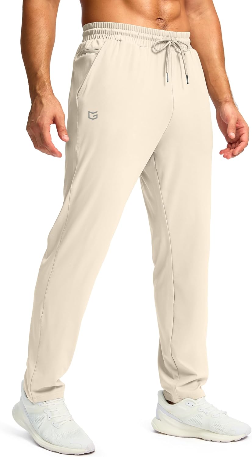 G Gradual Men's Sweatpants with Zipper Pocket Workout Athletic Track Pants Stretch Tapered Joggers for Gym Running Jogging