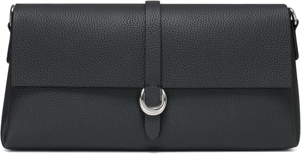 Genuine Leather Clutch Purses for Women Shoulder Bag Trendy Top-Handle Handbags with 2 Adjustable Straps